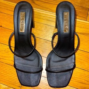 Square toe strapped heels